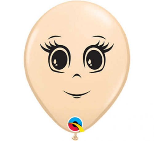 Balloon QL with printing Female Face, flesh-coloured pastel / 100 pcs.