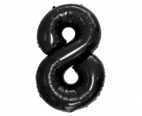 Folija balons B&amp;C cipars 8, melns, 92 cm