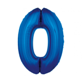 Foil balloon B&C digit 0, blue, 92 cm