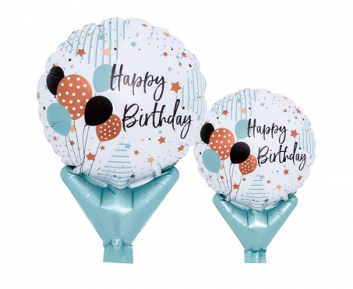 Ibrex Upright balons apaļš, 5&quot;, Happy Birthday Balloons, 10 gab.