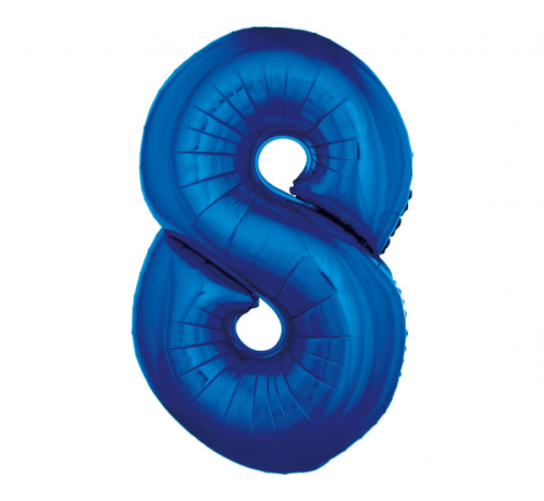 Foil balloon B&C digit 8, blue, 92 cm