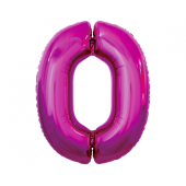 Folija balons B&amp;C cipars 0, rozā, 92 cm