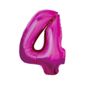 Foil balloon B&C digit 4, pink, 92 cm