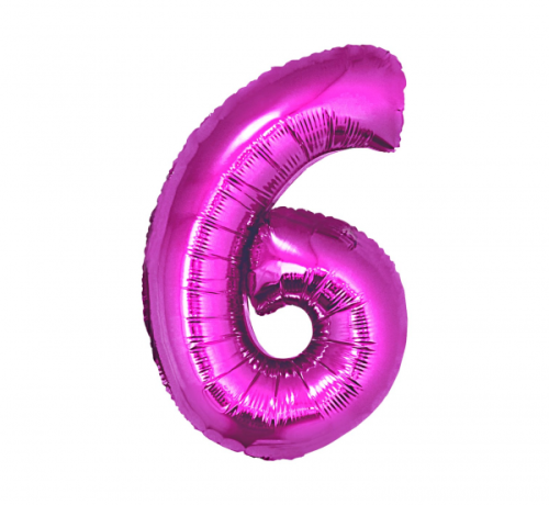 Foil balloon B&C digit 6, pink, 92 cm