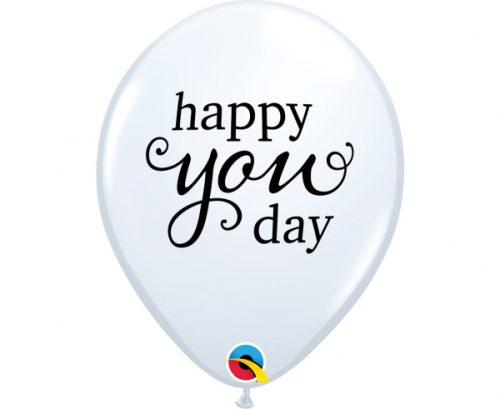 Balloon QL RND white with printing Happy You Day / 25 pcs.