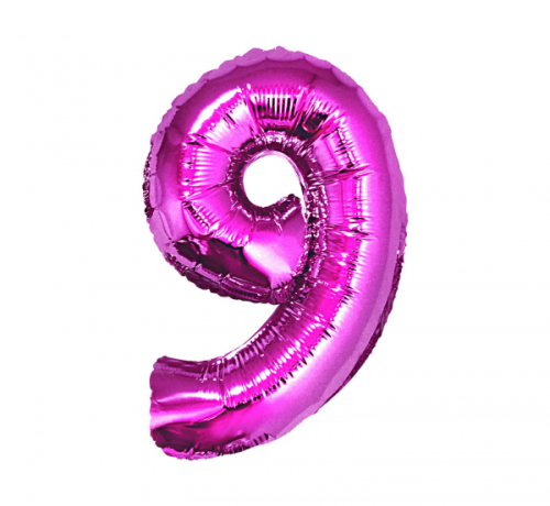 Folijas balons B&amp;C cipars 9, rozā, 92 cm