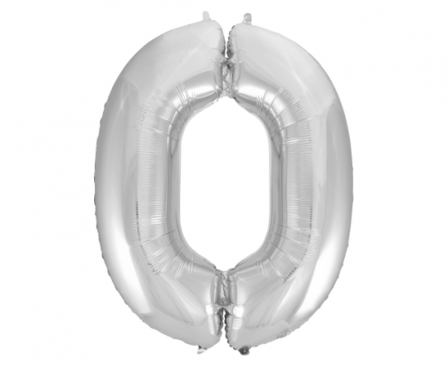 Folija balons B&C cipars 0, sudrabs, 92 cm Folija balons B&C cipars 0, sudrabs, 92 cm