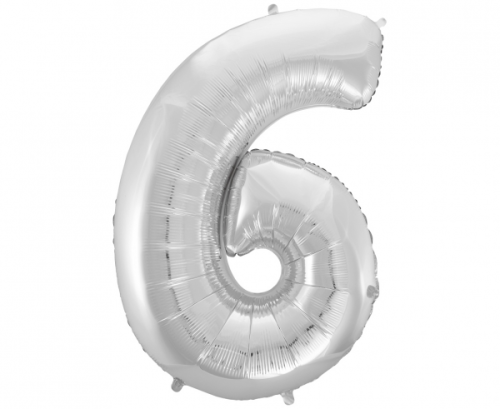 Foil balloon B&C digit 6, silver, 92 cm Foil balloon B&C digit 6, silver, 92 cm