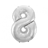 Воздушный шарик из фольги B&amp;C digit 8, серебро, 92 см