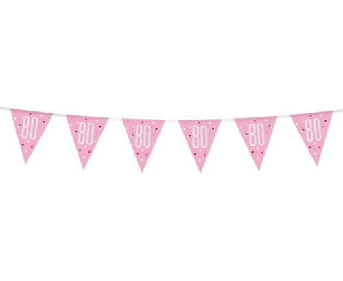 Banner Glitz 80, with flags, pink, 274 cm