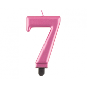 Свеча на день рождения цифра 7, розовый металлик, 8.0 см