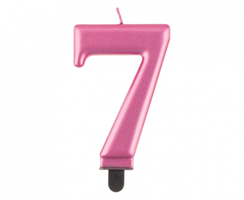 Dzimšanas dienas sveces cipars 7, rozā metālisks, 8,0 cm