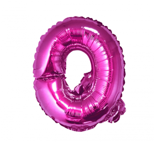 Folijas balons "Burts Q" , rozā, 35 cm Folijas balons "Burts Q" , rozā, 35 cm