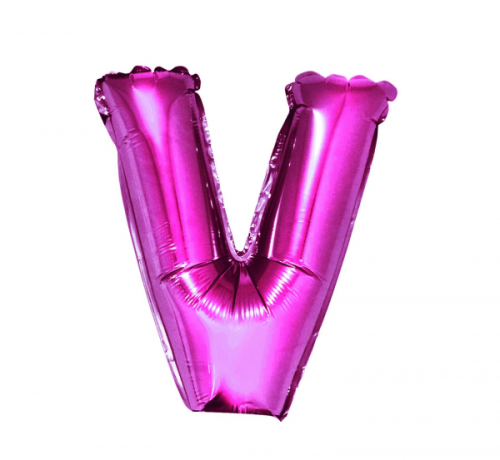 Folija balons &quot;Burts V&quot; , rozā, 35 cm