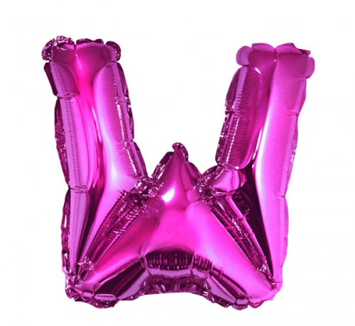 Воздушный шар из фольги "Буква W", розовый, 35 см.
