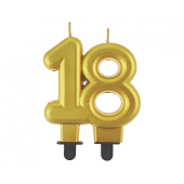 B&C digit candle 18, gold metallic, 8.0 cm