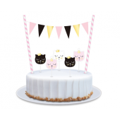 Paper cake decoration Cat (2 paper straws, 1 mini bunting, 5 pick candles)