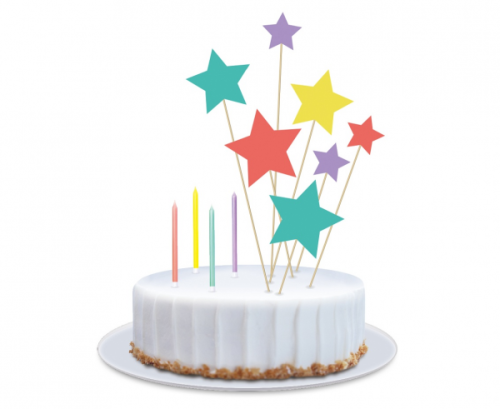 Cake topper set (4 x candles, 4 x picks 18 cm, 3 x picks 13 cm) Cake topper set (4 x candles, 4 x picks 18 cm, 3 x picks 13 cm)