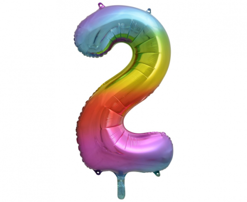 Folija balons numur 2, varavīksne, 85 cm