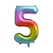 Foil balloon number 5, rainbow, 85 cm