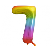 Folija balons ar numuru 7, varavīksne, 85 cm