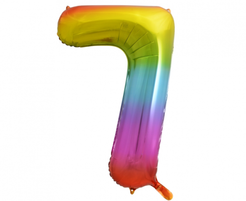 Folija balons ar numuru 7, varavīksne, 85 cm