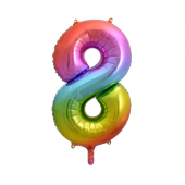 Folija balons ar numuru 8, varavīksne, 85 cm