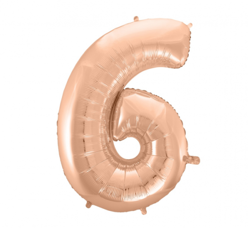 Folijas balons Nr.6, rozā-zelts, 92 cm