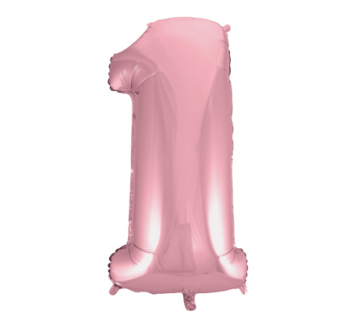 Foil balloon No 1, light pink, 92 cm