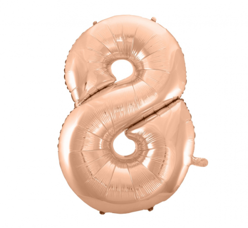Folijas balons Nr.8, rozā-zelts, 92 cm