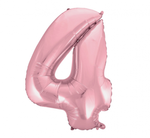 Foil balloon No 4, light pink, 92 cm Foil balloon No 4, light pink, 92 cm