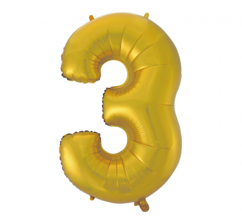 Folija balons Nr.3, zelta matēts, 92 cm