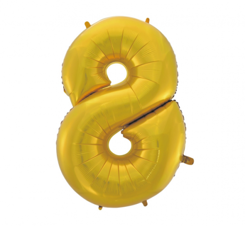 Foil balloon No 8, gold matt, 92 cm
