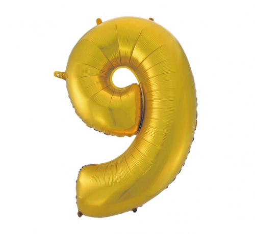 Folija balons Nr.9, zelta matēts, 92 cm