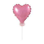 Воздушный шар из фольги с палочкой 4 &quot;, в форме сердца, розовый