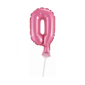 Воздушный шар из фольги с палочкой 5 &quot;DIGIT 0, розовый