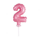 Воздушный шар из фольги с палочкой 5 &quot;DIGIT 2, розовый