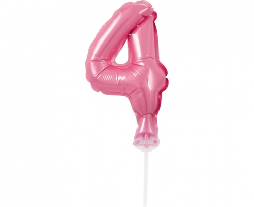 Воздушный шар из фольги с палочкой 5 &quot;DIGIT 4, розовый
