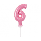 Folijas balons ar nūju 5&quot; DIGIT 6, rozā