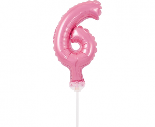 Воздушный шар из фольги с палочкой 5 &quot;DIGIT 6, розовый