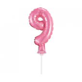Воздушный шар из фольги с палочкой 5 &quot;DIGIT 9, розовый