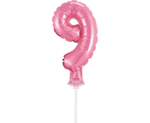 Воздушный шар из фольги с палочкой 5 &quot;DIGIT 9, розовый