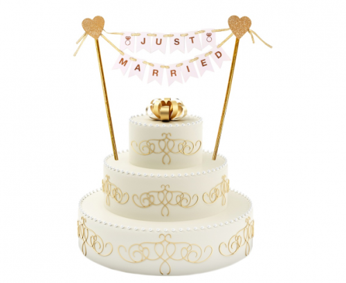 Paper cake decoration W&C Just Married, 25 cm