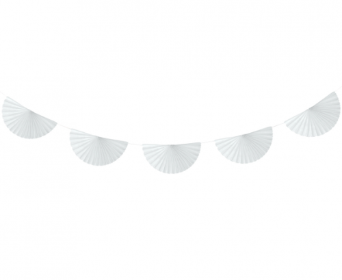 Paper garland W&C Deco Fans, white, 300 cm, fan size 20 cm