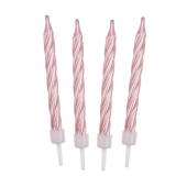 Birthday candles, spiral shape 12/12, pink