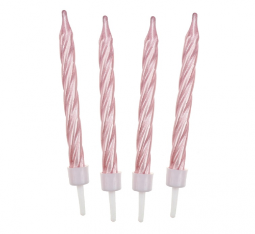 Birthday candles, spiral shape 12/12, pink