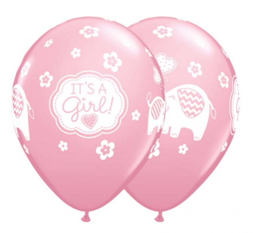 Balloon QL 11 inches, Baby Girl Elephants, metalic pink / 25 pcs. Balloon QL 11 inches, Baby Girl Elephants, metalic pink / 25 pcs.