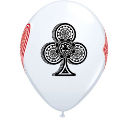 Balloons QL 11 inches w printing Card Suits, pastel white / 25 pcs.