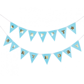 Paper garland B&G Happy Birthday Baby Boy, light blue, 300 cm, flag height 17 cm