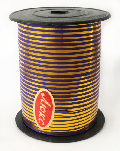 W-129 Лента для шаров фиолетовая+золото (300 м) S